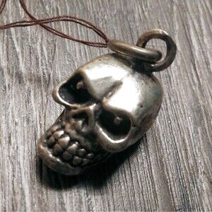 Skull Pendant 925 Sterling Silver  Biker Rocker Punk